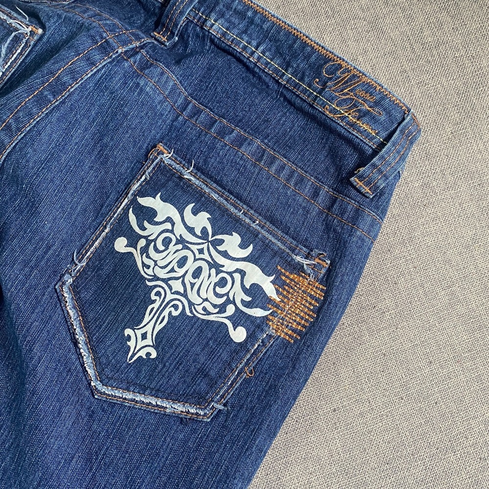 Y2K Mecca Slim Bootcut Denim Jeans Womens Size 11/12 Blue Stretch Hipster Skater